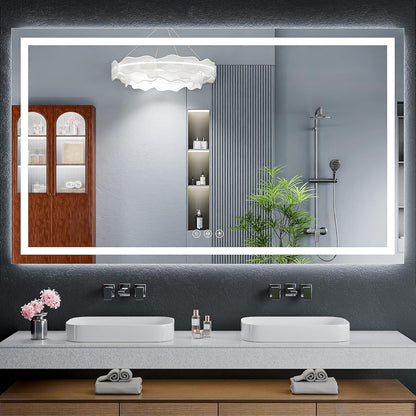 40"x30" LED Bathroom Mirror with Lights, Backlit+Frontlit, Anti-Fog - Colors A