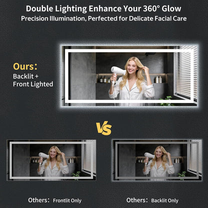 40"x30" LED Bathroom Mirror with Lights, Backlit+Frontlit, Anti-Fog - Colors A