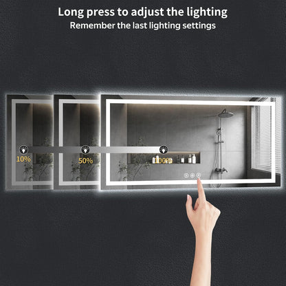 40"x30" LED Bathroom Mirror with Lights, Backlit+Frontlit, Anti-Fog - Colors A