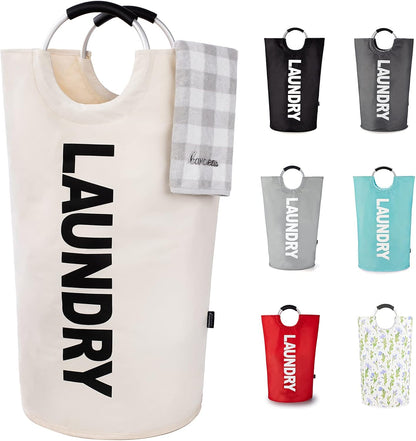 Tall Laundry Basket 90L, Large Hamper, Freestanding Laundry Bag | Collapsible waterproof Oxford laundry bag for dorm, laundromat and travel, 13 Colors, Foldable Laundry Bag, Padded Handles