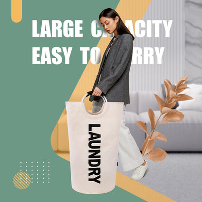 Tall Laundry Basket 90L, Large Hamper, Freestanding Laundry Bag | Collapsible waterproof Oxford laundry bag for dorm, laundromat and travel, 13 Colors, Foldable Laundry Bag, Padded Handles