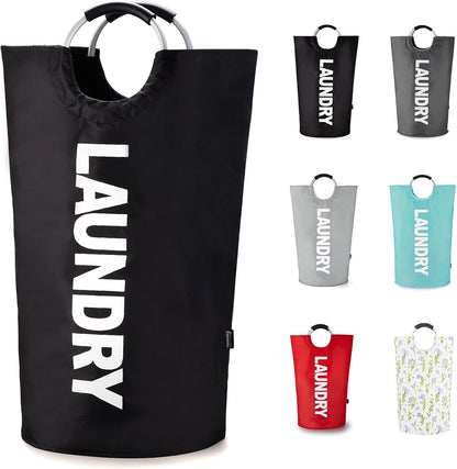 Tall Laundry Basket 90L, Large Hamper, Freestanding Laundry Bag | Collapsible waterproof Oxford laundry bag for dorm, laundromat and travel, 13 Colors, Foldable Laundry Bag, Padded Handles