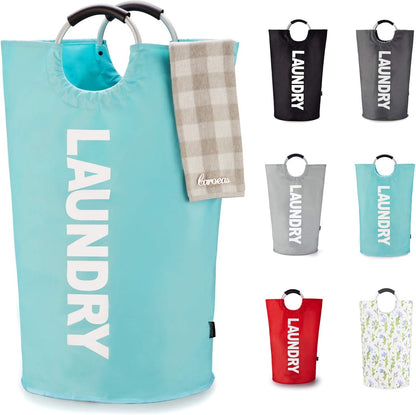 Tall Laundry Basket 90L, Large Hamper, Freestanding Laundry Bag | Collapsible waterproof Oxford laundry bag for dorm, laundromat and travel, 13 Colors, Foldable Laundry Bag, Padded Handles