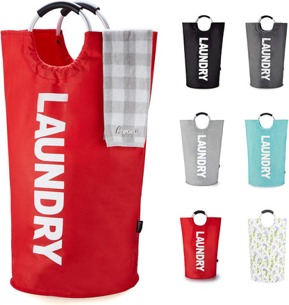 Tall Laundry Basket 90L, Large Hamper, Freestanding Laundry Bag | Collapsible waterproof Oxford laundry bag for dorm, laundromat and travel, 13 Colors, Foldable Laundry Bag, Padded Handles