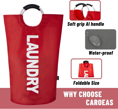 Tall Laundry Basket 90L, Large Hamper, Freestanding Laundry Bag | Collapsible waterproof Oxford laundry bag for dorm, laundromat and travel, 13 Colors, Foldable Laundry Bag, Padded Handles