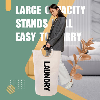 Tall Laundry Basket 90L, Large Hamper, Freestanding Laundry Bag | Collapsible waterproof Oxford laundry bag for dorm, laundromat and travel, 13 Colors, Foldable Laundry Bag, Padded Handles