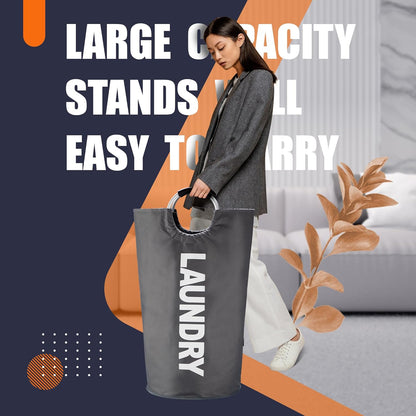 Tall Laundry Basket 90L, Large Hamper, Freestanding Laundry Bag | Collapsible waterproof Oxford laundry bag for dorm, laundromat and travel, 13 Colors, Foldable Laundry Bag, Padded Handles