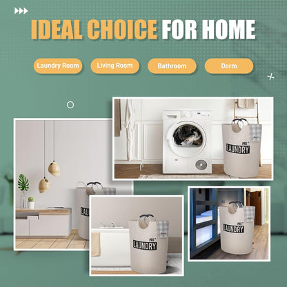 Tall Laundry Basket 90L, Large Hamper, Freestanding Laundry Bag | Collapsible waterproof Oxford laundry bag for dorm, laundromat and travel, 13 Colors, Foldable Laundry Bag, Padded Handles