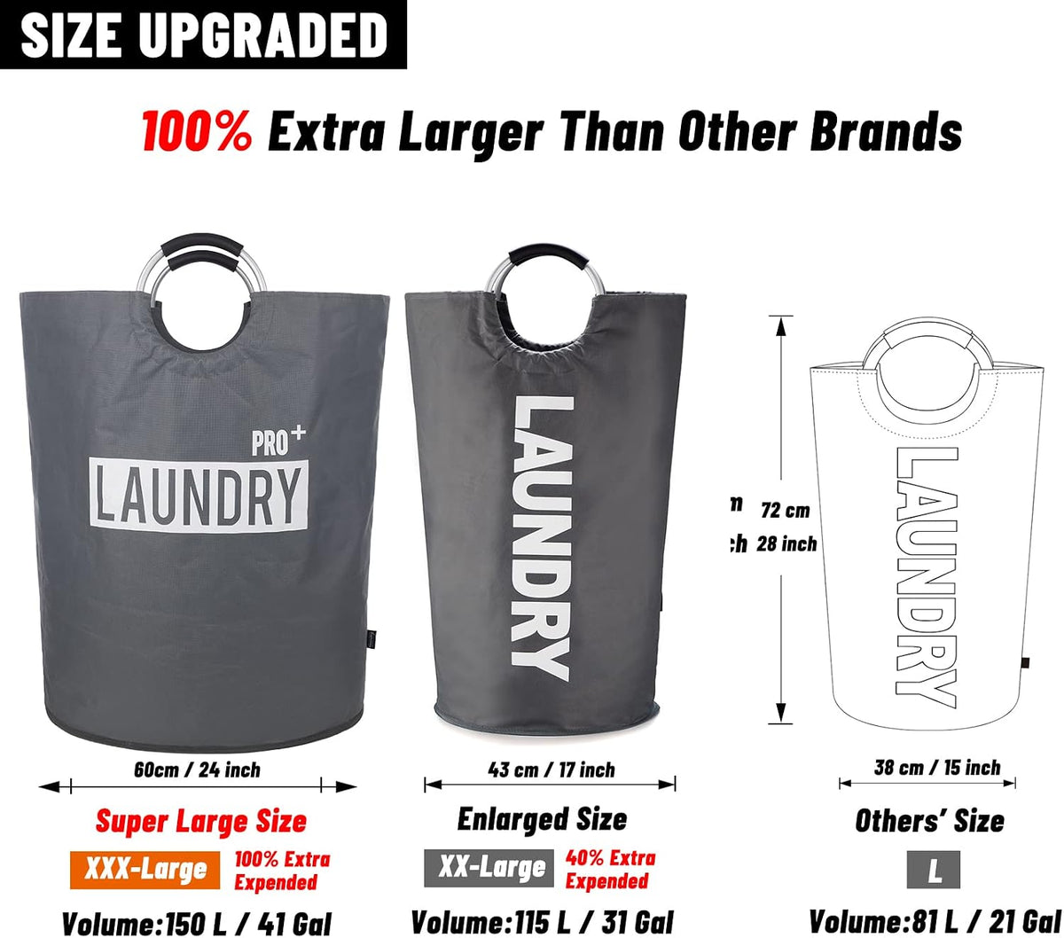 Tall Laundry Basket 90L, Large Hamper, Freestanding Laundry Bag | Collapsible waterproof Oxford laundry bag for dorm, laundromat and travel, 13 Colors, Foldable Laundry Bag, Padded Handles