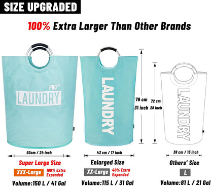 Tall Laundry Basket 90L, Large Hamper, Freestanding Laundry Bag | Collapsible waterproof Oxford laundry bag for dorm, laundromat and travel, 13 Colors, Foldable Laundry Bag, Padded Handles