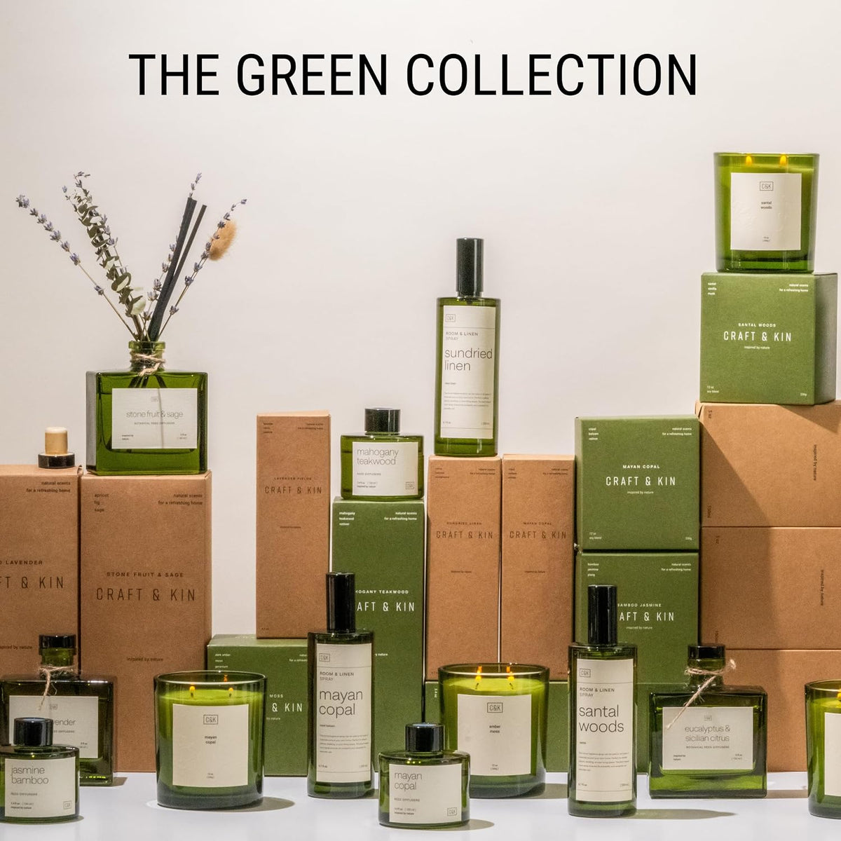 Premium Mayan Copal Reed Diffuser – 3.4 oz Natural Essential Oil Diffuser for Home & Bathroom – Long-Lasting Fragrance with Rattan Scent Sticks – Green Glass Room Decor