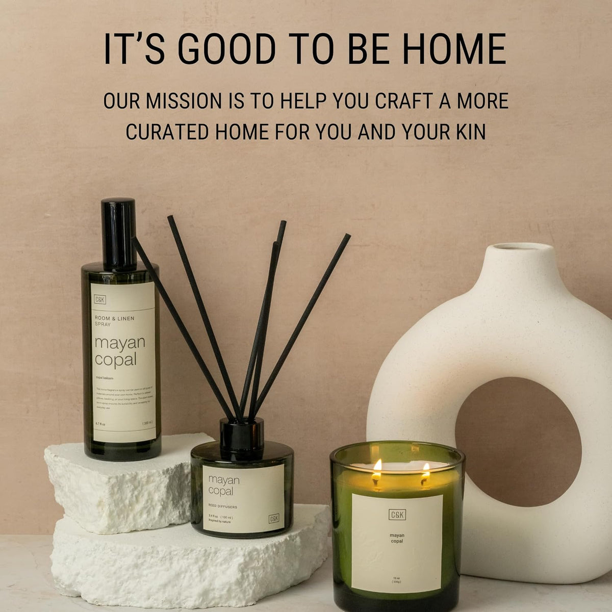 Premium Mayan Copal Reed Diffuser – 3.4 oz Natural Essential Oil Diffuser for Home & Bathroom – Long-Lasting Fragrance with Rattan Scent Sticks – Green Glass Room Decor