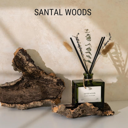 Premium Mayan Copal Reed Diffuser – 3.4 oz Natural Essential Oil Diffuser for Home & Bathroom – Long-Lasting Fragrance with Rattan Scent Sticks – Green Glass Room Decor