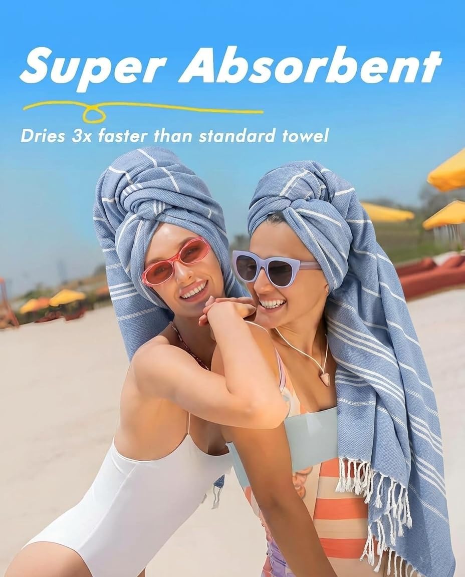 6 Packs Oversized Stripe Turkish Beach Towel 74"x38" Thin Quick Dry Sand Free Pool Bath Swim Towels Extra Large XL Clearance Blanket Adult Travel Vacation Essentials Accessories