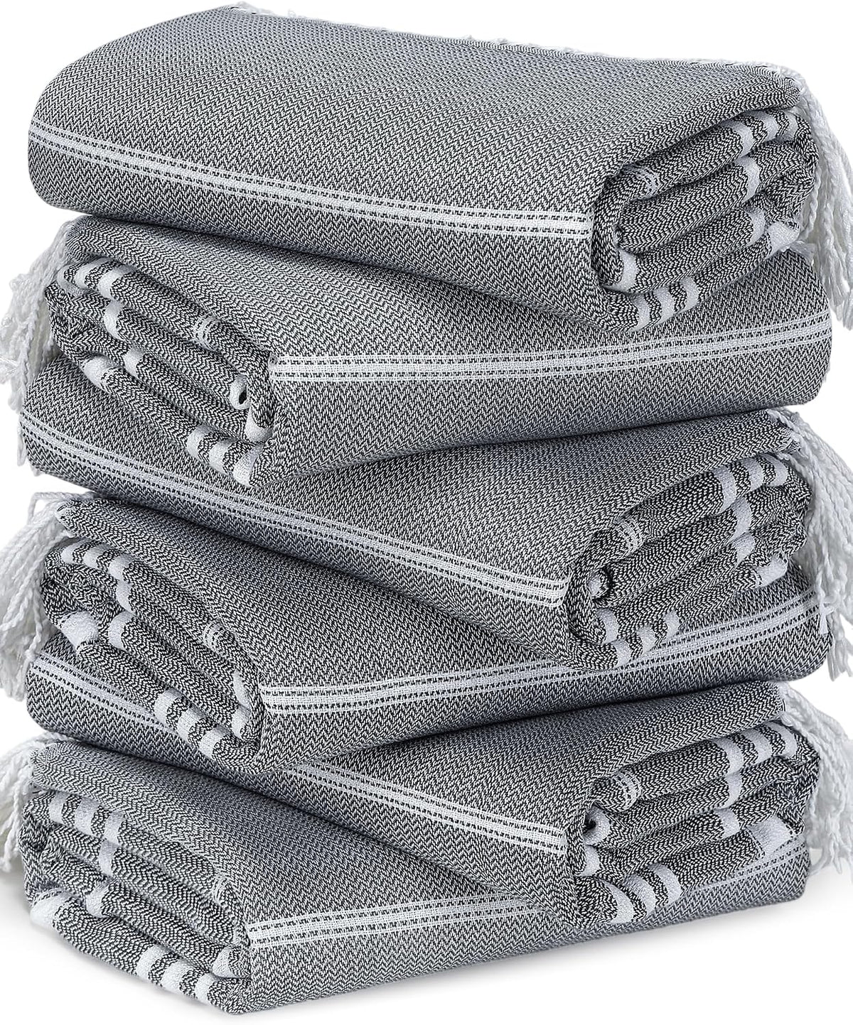 6 Packs Oversized Stripe Turkish Beach Towel 74"x38" Thin Quick Dry Sand Free Pool Bath Swim Towels Extra Large XL Clearance Blanket Adult Travel Vacation Essentials Accessories