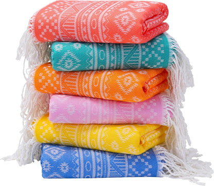 6 Packs Oversized Stripe Turkish Beach Towel 74"x38" Thin Quick Dry Sand Free Pool Bath Swim Towels Extra Large XL Clearance Blanket Adult Travel Vacation Essentials Accessories