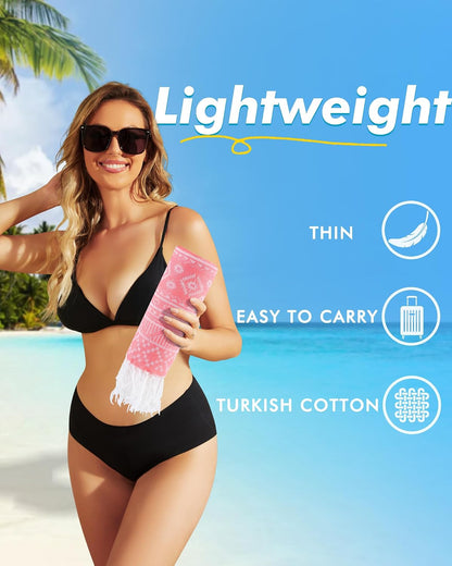 6 Packs Oversized Stripe Turkish Beach Towel 74"x38" Thin Quick Dry Sand Free Pool Bath Swim Towels Extra Large XL Clearance Blanket Adult Travel Vacation Essentials Accessories