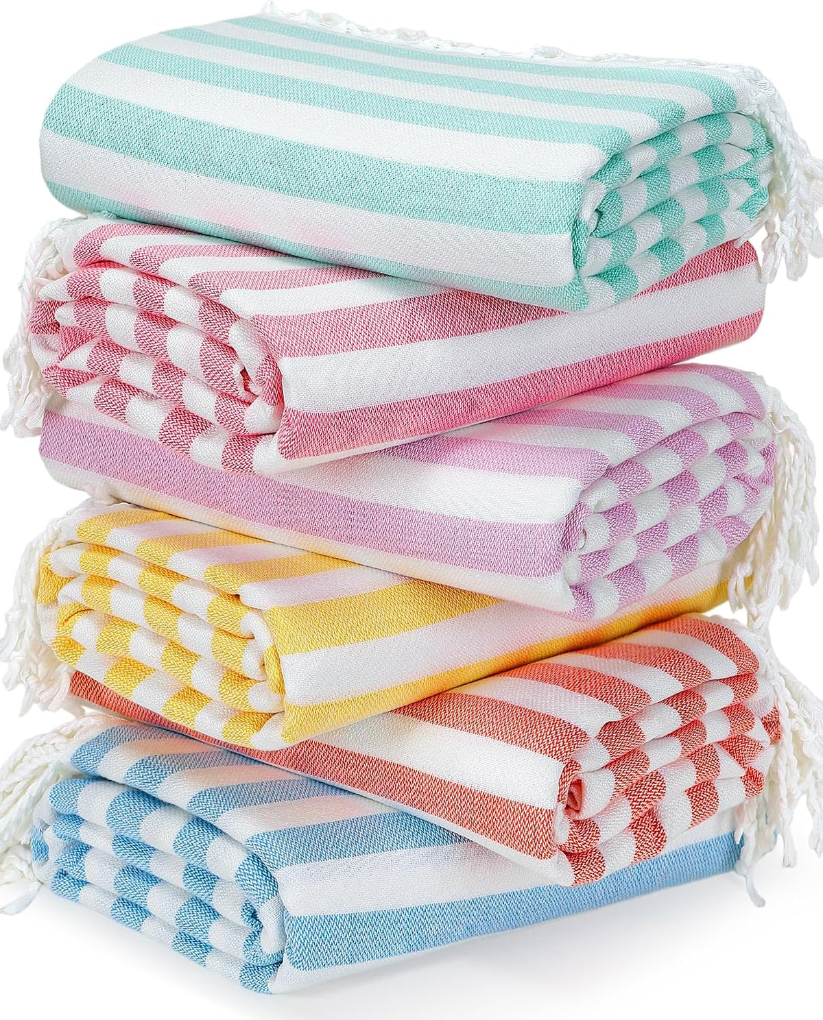 6 Packs Oversized Stripe Turkish Beach Towel 74"x38" Thin Quick Dry Sand Free Pool Bath Swim Towels Extra Large XL Clearance Blanket Adult Travel Vacation Essentials Accessories