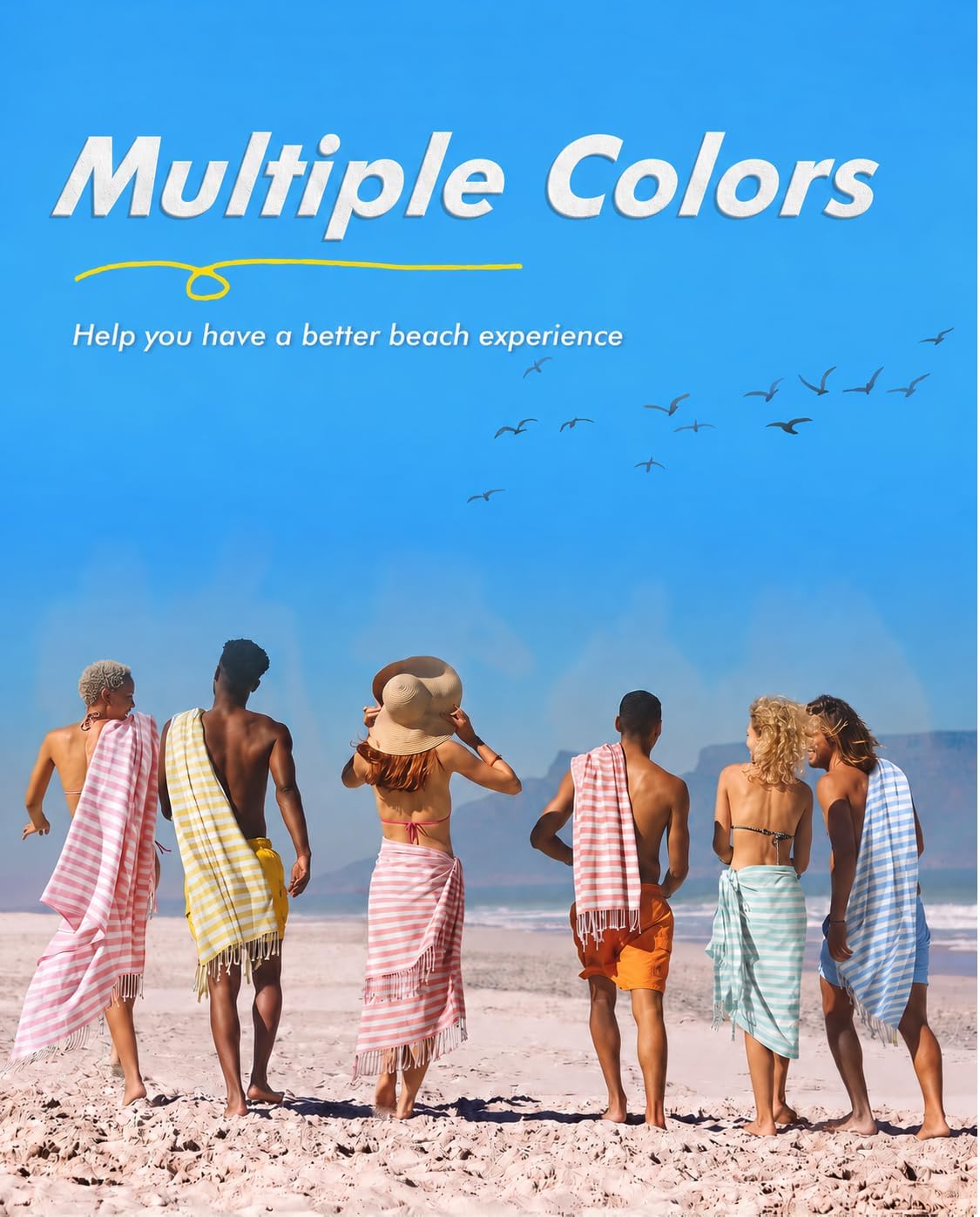 6 Packs Oversized Stripe Turkish Beach Towel 74"x38" Thin Quick Dry Sand Free Pool Bath Swim Towels Extra Large XL Clearance Blanket Adult Travel Vacation Essentials Accessories