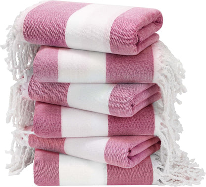 6 Packs Oversized Stripe Turkish Beach Towel 74"x38" Thin Quick Dry Sand Free Pool Bath Swim Towels Extra Large XL Clearance Blanket Adult Travel Vacation Essentials Accessories