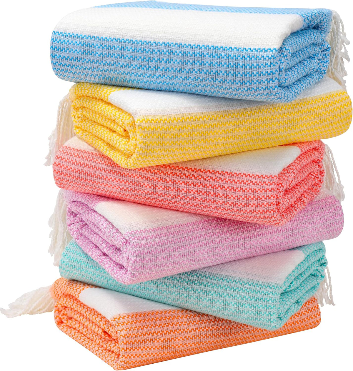 6 Packs Oversized Stripe Turkish Beach Towel 74"x38" Thin Quick Dry Sand Free Pool Bath Swim Towels Extra Large XL Clearance Blanket Adult Travel Vacation Essentials Accessories