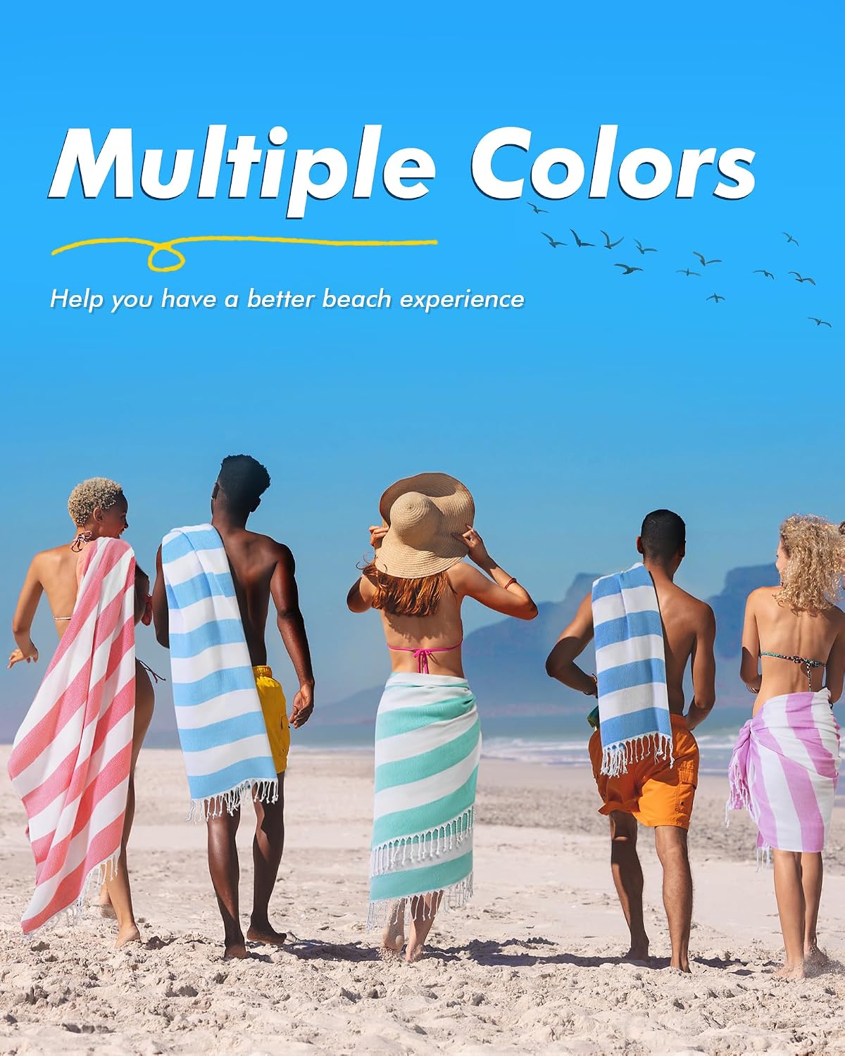 6 Packs Oversized Stripe Turkish Beach Towel 74"x38" Thin Quick Dry Sand Free Pool Bath Swim Towels Extra Large XL Clearance Blanket Adult Travel Vacation Essentials Accessories