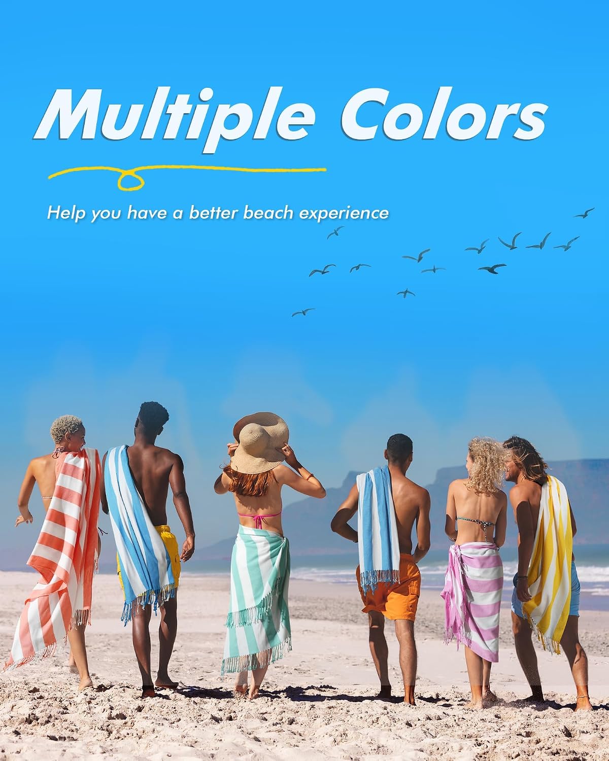 6 Packs Oversized Stripe Turkish Beach Towel 74"x38" Thin Quick Dry Sand Free Pool Bath Swim Towels Extra Large XL Clearance Blanket Adult Travel Vacation Essentials Accessories