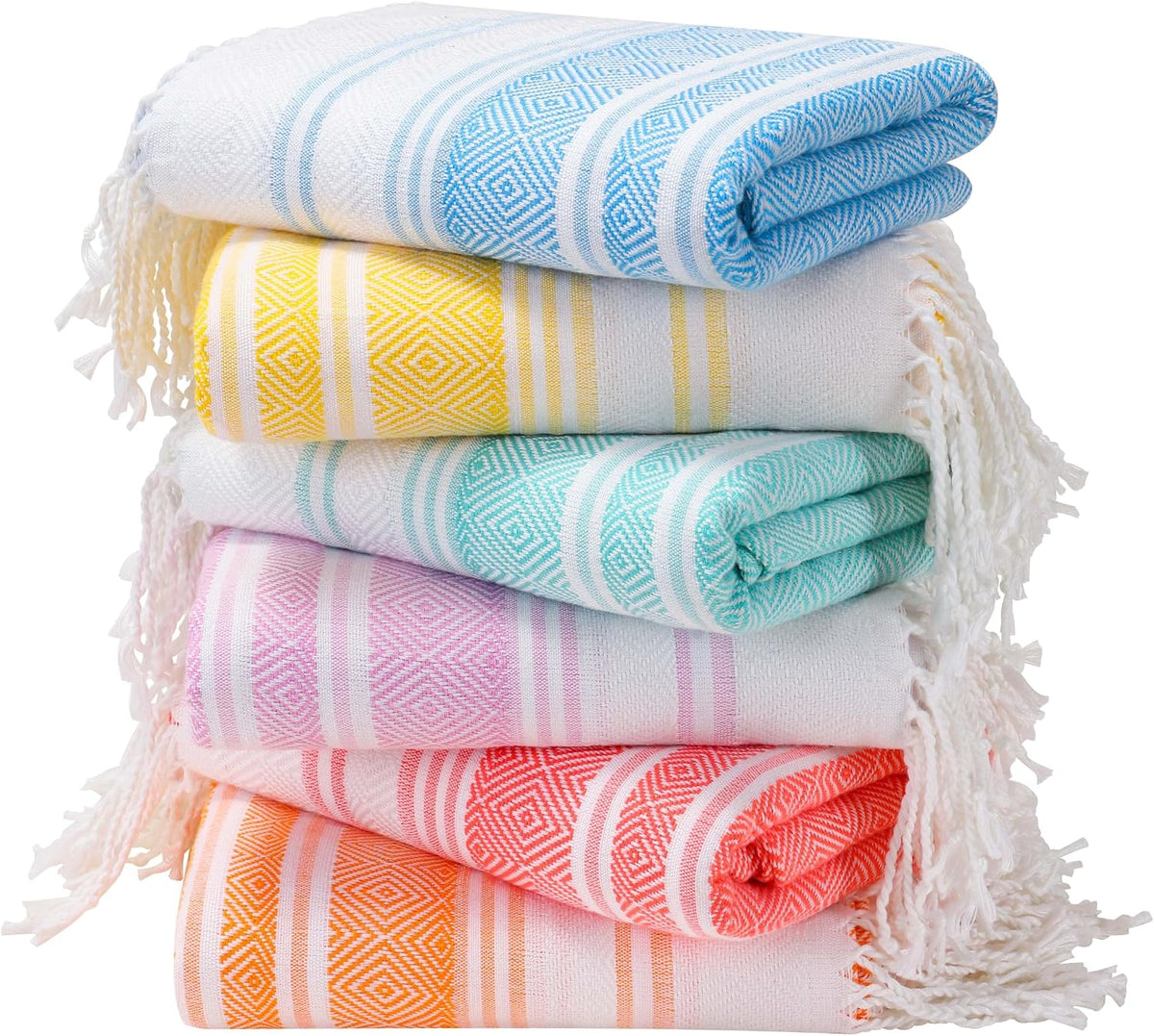 6 Packs Oversized Stripe Turkish Beach Towel 74"x38" Thin Quick Dry Sand Free Pool Bath Swim Towels Extra Large XL Clearance Blanket Adult Travel Vacation Essentials Accessories