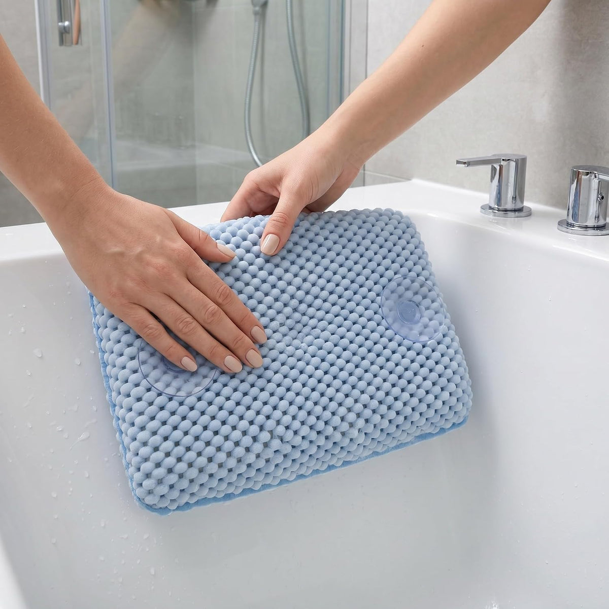 Waterproof Spa Bathtub Pillow with Suction Cups Ergonomic Memory Foam Bath Cushion for Neck and Head Support Non-Slip Soft Bath Pillow for Tub Use