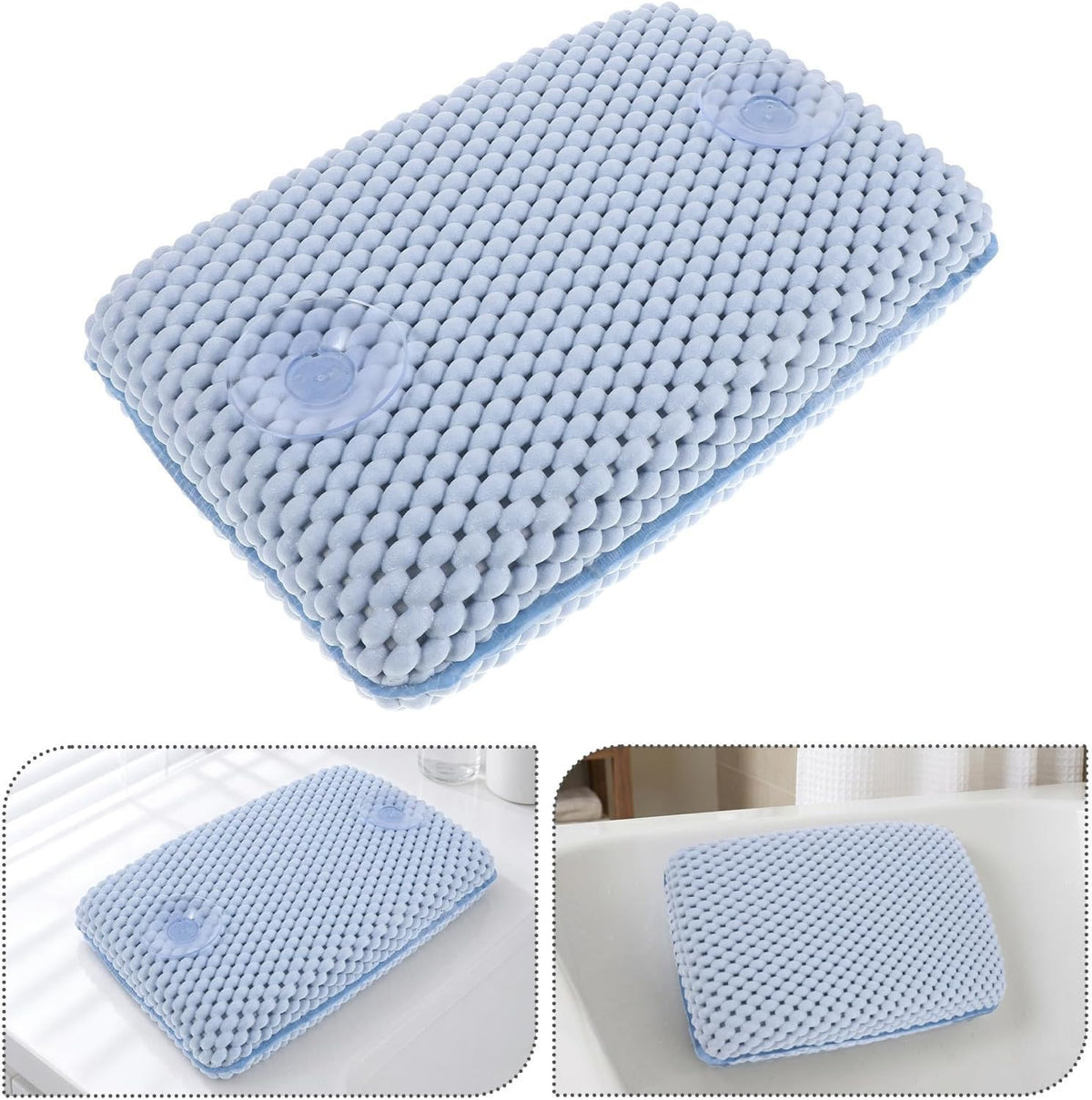 Waterproof Spa Bathtub Pillow with Suction Cups Ergonomic Memory Foam Bath Cushion for Neck and Head Support Non-Slip Soft Bath Pillow for Tub Use