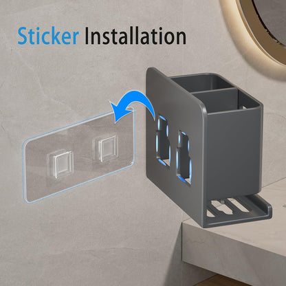 Black Toothbrush Holder wall Mount, Aluminum，No Drilling Required
