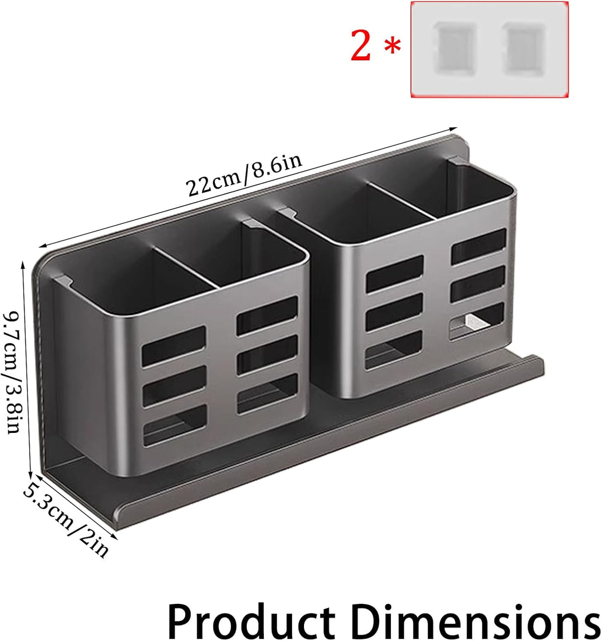Black Toothbrush Holder wall Mount, Aluminum，No Drilling Required