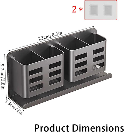 Black Toothbrush Holder wall Mount, Aluminum，No Drilling Required