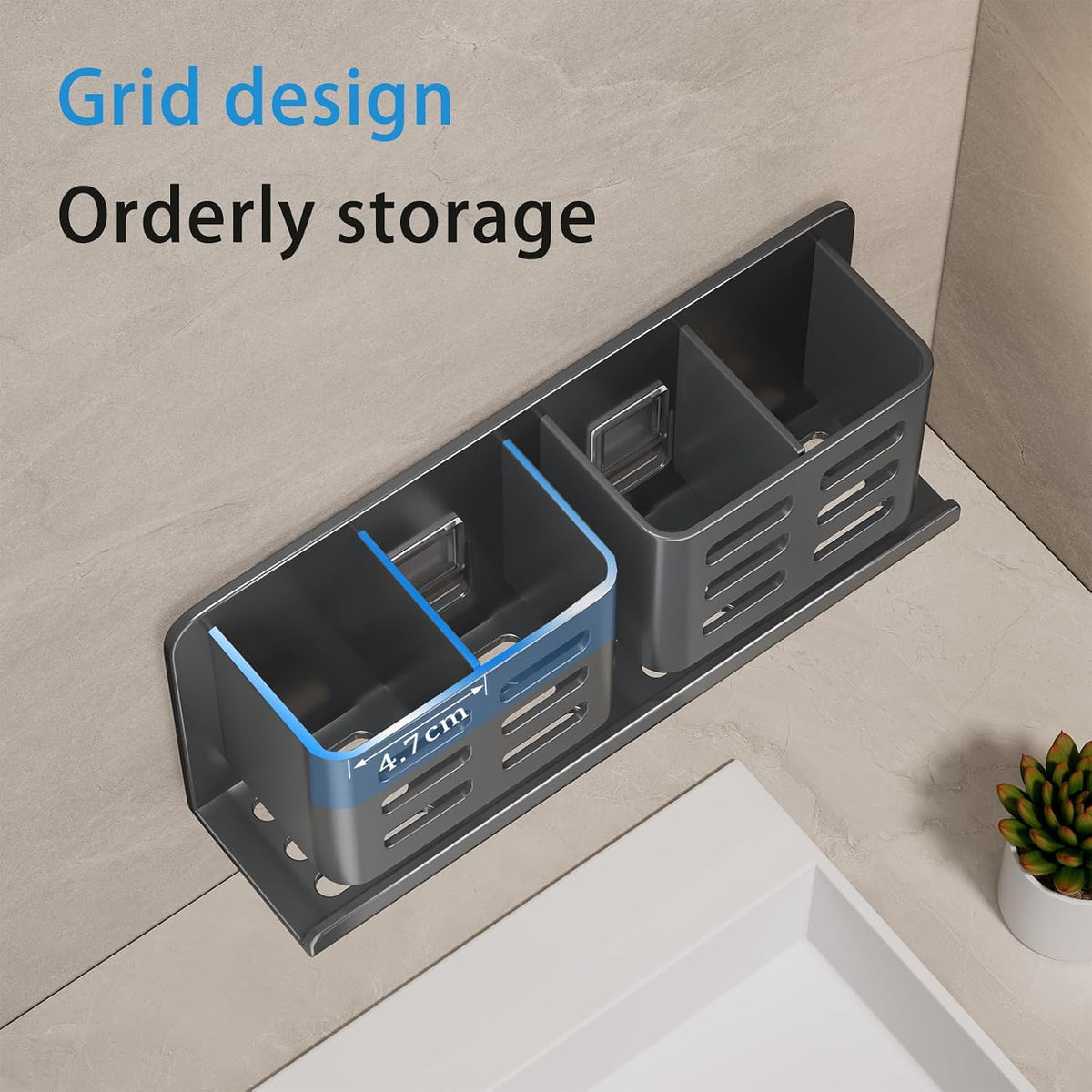Black Toothbrush Holder wall Mount, Aluminum，No Drilling Required