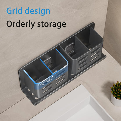 Black Toothbrush Holder wall Mount, Aluminum，No Drilling Required