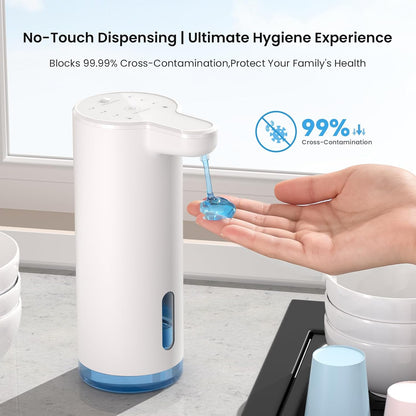 Automatic Soap Dispenser Touchless(Upgrade Auto & Manual Dual Modes),Quiet Design, Adjustable Volume, IPX7, Rechargeable, Thick & Thin Dish/Hand Soap Compatible for Bathroom & Kitchen