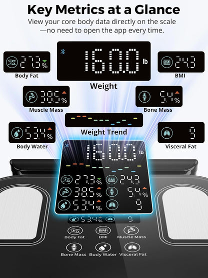 8-Electrode Body Composition Scale with Handle Display, Black