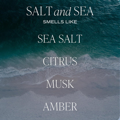 Salt and Sea Reed Diffuser - Sea Salt, Citrus, Musk & Amber Scent - Long-Lasting 4 Month Home Fragrance, Non-Toxic, Aesthetic Home & Bathroom Decor, Made in USA, 3.5 Fl Oz