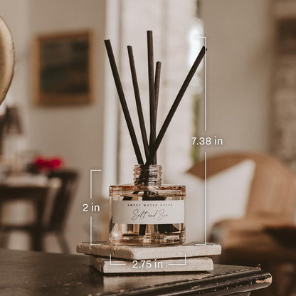 Salt and Sea Reed Diffuser - Sea Salt, Citrus, Musk & Amber Scent - Long-Lasting 4 Month Home Fragrance, Non-Toxic, Aesthetic Home & Bathroom Decor, Made in USA, 3.5 Fl Oz