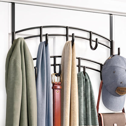 LYNK Professional® Home™ Over the Door Hooks - 9 Hook – Over the Door Coat Rack - Over the Door Hanger - Hanging Towels or Clothes - Bathroom, Bedroom, Laundry Room - Lifetime Ltd. Warranty, Black