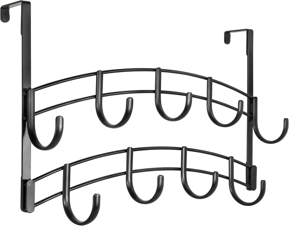 LYNK Professional® Home™ Over the Door Hooks - 9 Hook – Over the Door Coat Rack - Over the Door Hanger - Hanging Towels or Clothes - Bathroom, Bedroom, Laundry Room - Lifetime Ltd. Warranty, Black