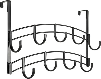 LYNK Professional® Home™ Over the Door Hooks - 9 Hook – Over the Door Coat Rack - Over the Door Hanger - Hanging Towels or Clothes - Bathroom, Bedroom, Laundry Room - Lifetime Ltd. Warranty, Black