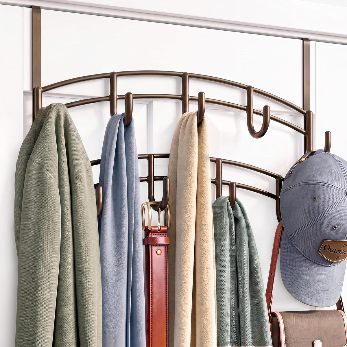 LYNK Professional® Home™ Over the Door Hooks - 9 Hook – Over the Door Coat Rack - Over the Door Hanger - Hanging Towels or Clothes - Bathroom, Bedroom, Laundry Room - Lifetime Ltd. Warranty, Black