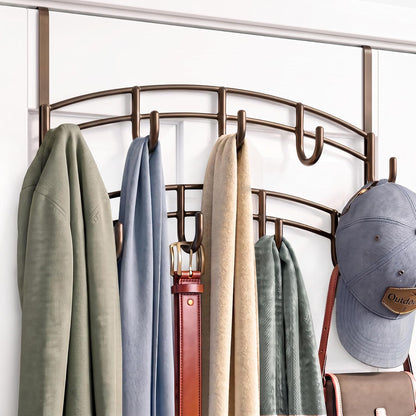 LYNK Professional® Home™ Over the Door Hooks - 9 Hook – Over the Door Coat Rack - Over the Door Hanger - Hanging Towels or Clothes - Bathroom, Bedroom, Laundry Room - Lifetime Ltd. Warranty, Black