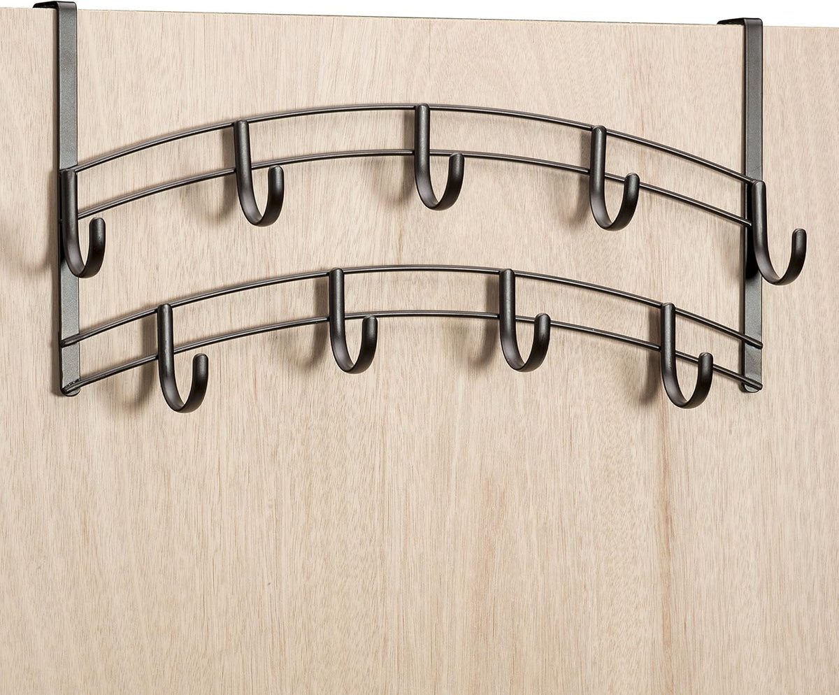 LYNK Professional® Home™ Over the Door Hooks - 9 Hook – Over the Door Coat Rack - Over the Door Hanger - Hanging Towels or Clothes - Bathroom, Bedroom, Laundry Room - Lifetime Ltd. Warranty, Black