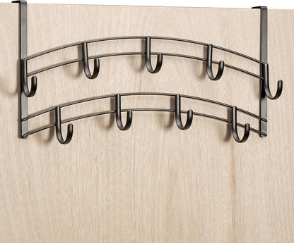 LYNK Professional® Home™ Over the Door Hooks - 9 Hook – Over the Door Coat Rack - Over the Door Hanger - Hanging Towels or Clothes - Bathroom, Bedroom, Laundry Room - Lifetime Ltd. Warranty, Black