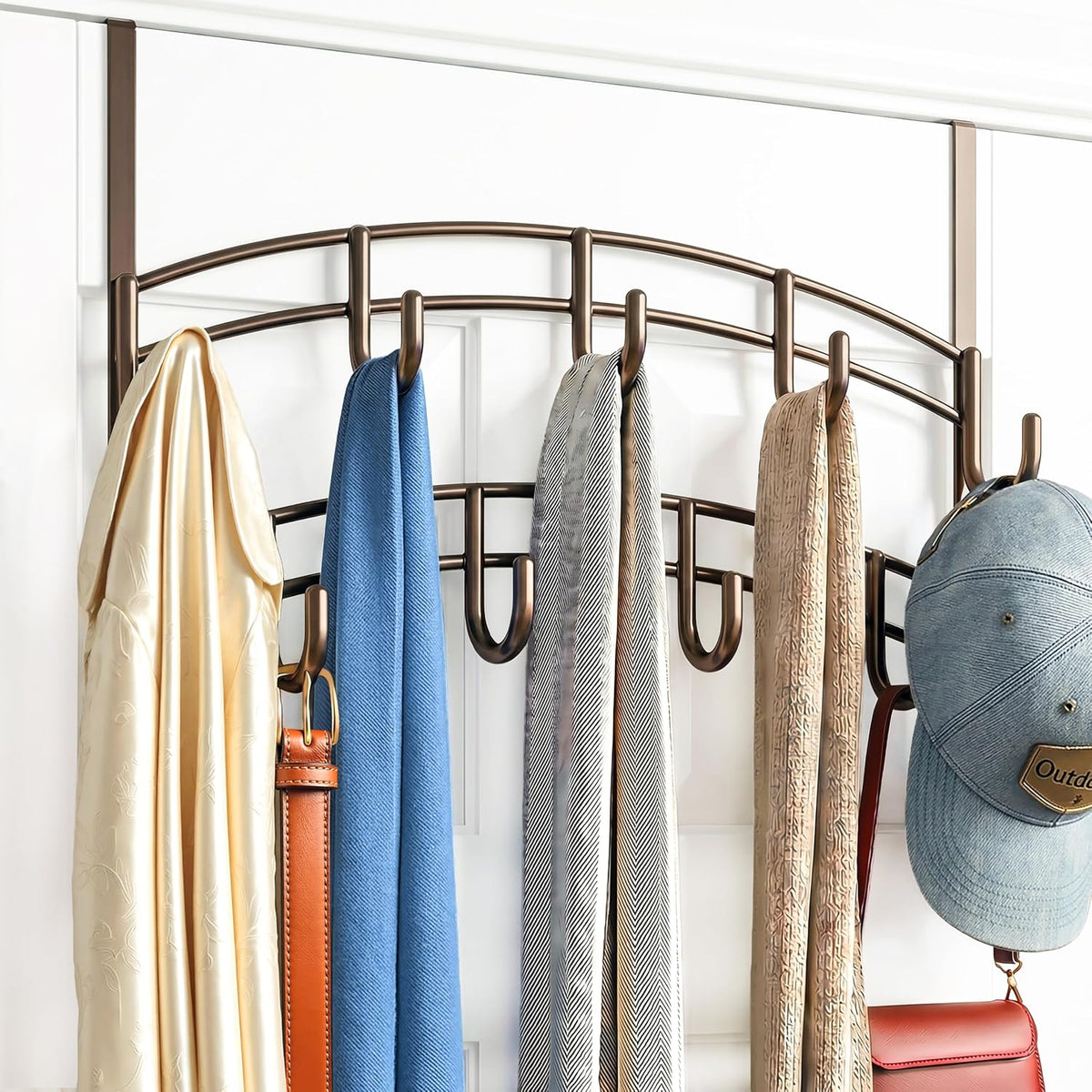 LYNK Professional® Home™ Over the Door Hooks - 9 Hook – Over the Door Coat Rack - Over the Door Hanger - Hanging Towels or Clothes - Bathroom, Bedroom, Laundry Room - Lifetime Ltd. Warranty, Black