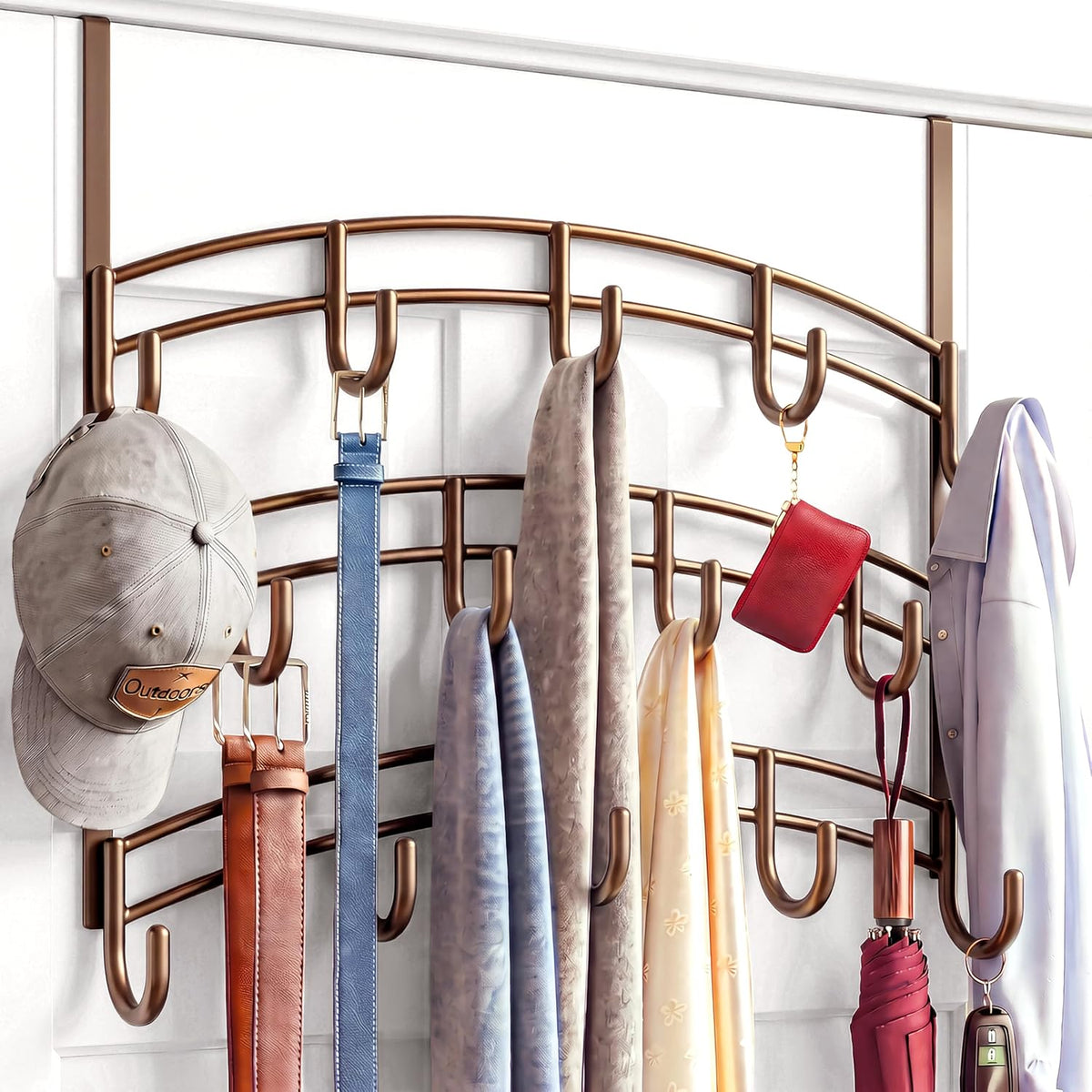 LYNK Professional® Home™ Over the Door Hooks - 9 Hook – Over the Door Coat Rack - Over the Door Hanger - Hanging Towels or Clothes - Bathroom, Bedroom, Laundry Room - Lifetime Ltd. Warranty, Black