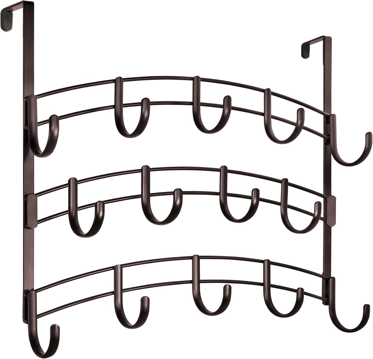 LYNK Professional® Home™ Over the Door Hooks - 9 Hook – Over the Door Coat Rack - Over the Door Hanger - Hanging Towels or Clothes - Bathroom, Bedroom, Laundry Room - Lifetime Ltd. Warranty, Black