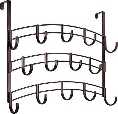 LYNK Professional® Home™ Over the Door Hooks - 9 Hook – Over the Door Coat Rack - Over the Door Hanger - Hanging Towels or Clothes - Bathroom, Bedroom, Laundry Room - Lifetime Ltd. Warranty, Black